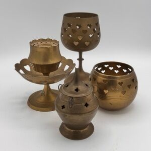 Vintage Brass Candle Holders and Inscent Burners